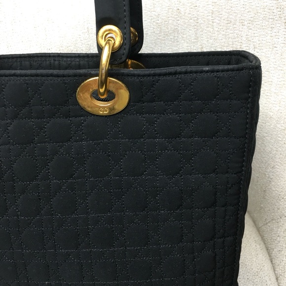 Authentic Christian Dior Lady Dior Canage Handbag black nylon canvas - Picture 10 of 16